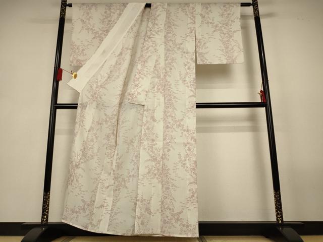 平和屋着物＊夏物　小紋　紗　草花文　洗える着物　AABL2796jd