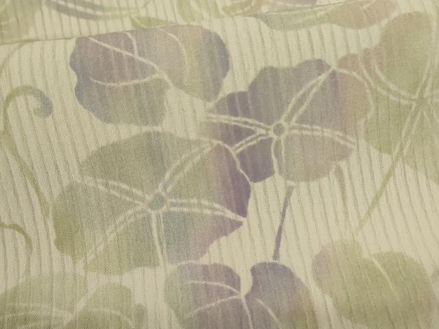 平和屋着物＊夏物　小紋　縦絽　草花文　やまと誂製　洗える着物　AABL2798jd