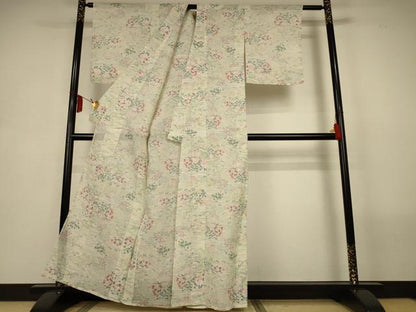 平和屋着物＊夏物　本場小千谷ちぢみ　風景文　麻　逸品　AABL2799jd