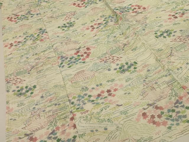 平和屋着物＊夏物　本場小千谷ちぢみ　風景文　麻　逸品　AABL2799jd