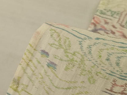 平和屋着物＊夏物　本場小千谷ちぢみ　風景文　麻　逸品　AABL2799jd
