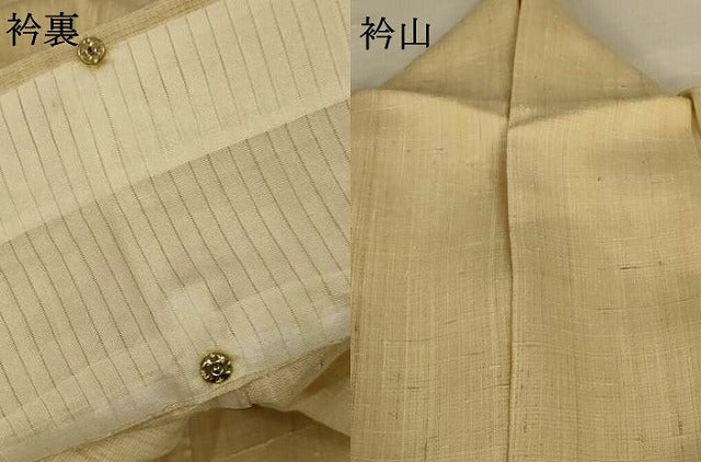 平和屋着物＊夏物　生紬　紗　鳥の子色　正絹　逸品　AABL2800jd