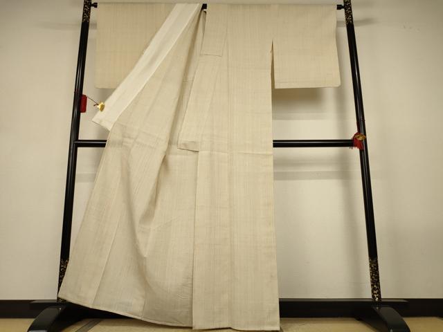 平和屋着物＊夏物　生紬　紗　鳥の子色　正絹　逸品　AABL2800jd