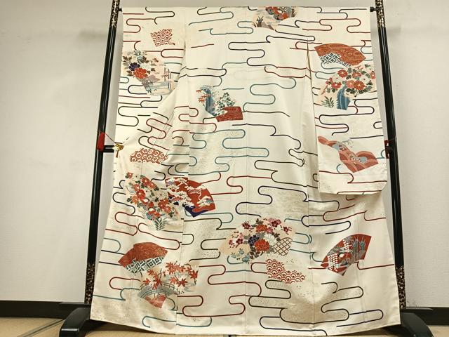 平和屋着物●豪華振袖　刺繍　地紙鴛鴦花文　金彩　正絹　逸品　AABL2802fy