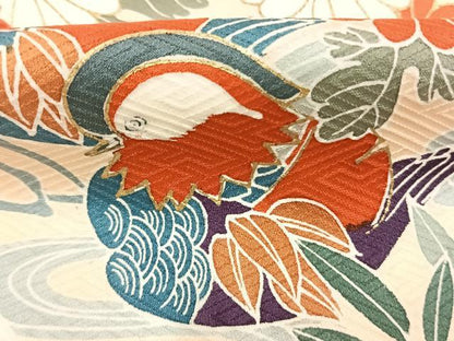 平和屋着物●豪華振袖　刺繍　地紙鴛鴦花文　金彩　正絹　逸品　AABL2802fy