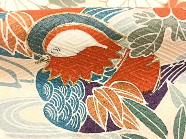 平和屋着物●豪華振袖　刺繍　地紙鴛鴦花文　金彩　正絹　逸品　AABL2802fy