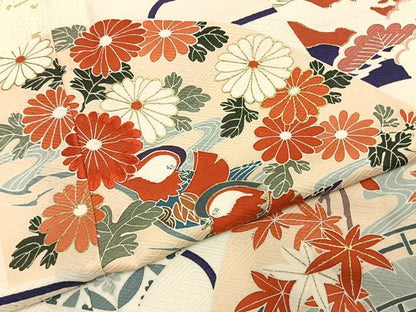 平和屋着物●豪華振袖　刺繍　地紙鴛鴦花文　金彩　正絹　逸品　AABL2802fy