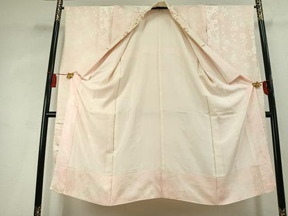 平和屋着物●振袖用長襦袢　袷　花蝶地紋　暈し染め　半衿刺繍　正絹　逸品　AABL2803fy