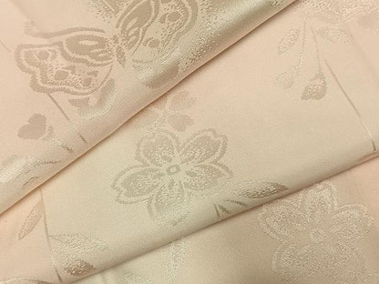 平和屋着物●振袖用長襦袢　袷　花蝶地紋　暈し染め　半衿刺繍　正絹　逸品　AABL2803fy
