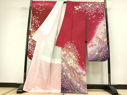 平和屋着物●豪華振袖　絞り　舞花文　暈し染め　金彩　正絹　逸品　AABL2807fy