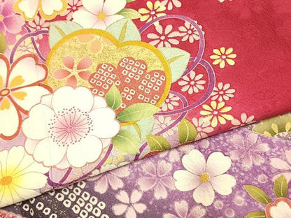 平和屋着物●豪華振袖　絞り　舞花文　暈し染め　金彩　正絹　逸品　AABL2807fy