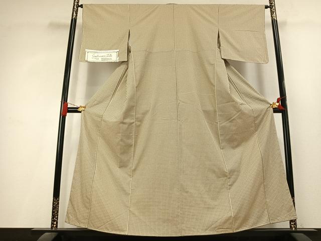 平和屋着物●上質な小紋　カシミアシルク　格子　証紙付き　正絹　逸品　未使用　AABL2808fy