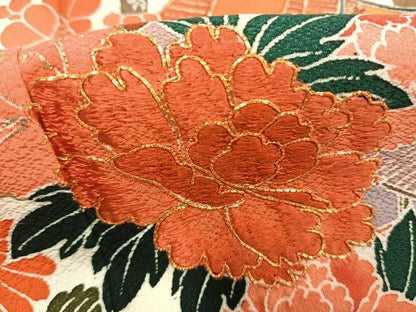 平和屋着物●豪華振袖　駒刺繍　風景花文　暈し染め　金彩　正絹　逸品　AABL2810fy