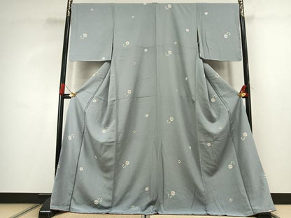 平和屋着物●上質な小紋　兎花文　ロング丈　正絹　逸品　未使用　AABL2811fy