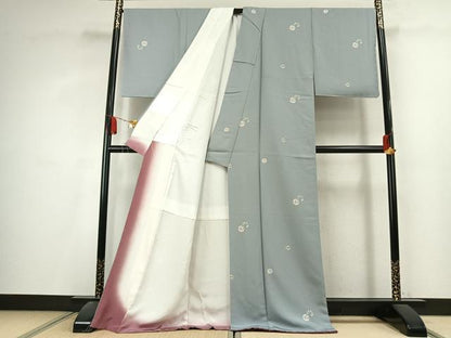 平和屋着物●上質な小紋　兎花文　ロング丈　正絹　逸品　未使用　AABL2811fy
