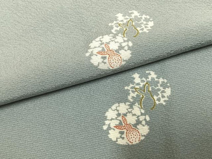 平和屋着物●上質な小紋　兎花文　ロング丈　正絹　逸品　未使用　AABL2811fy