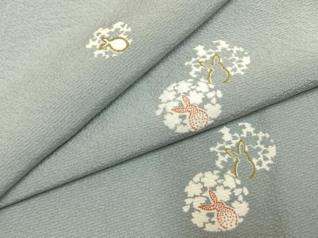 平和屋着物●上質な小紋　兎花文　ロング丈　正絹　逸品　未使用　AABL2811fy