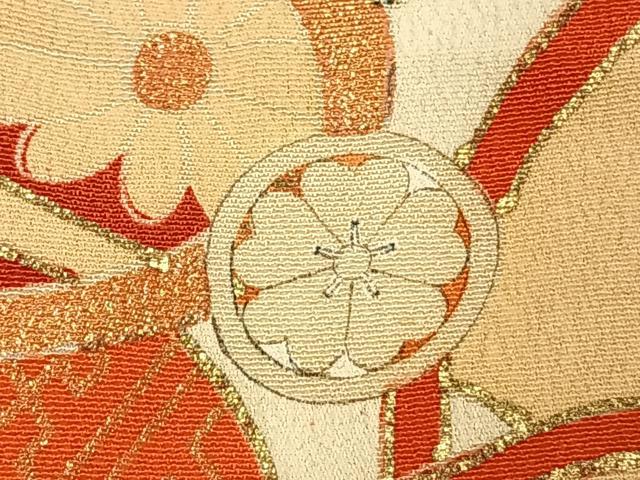 平和屋本店●アンティーク　大正ロマン　振袖　刺繍　草花文　金糸　金彩　正絹　逸品　AABL2813fy
