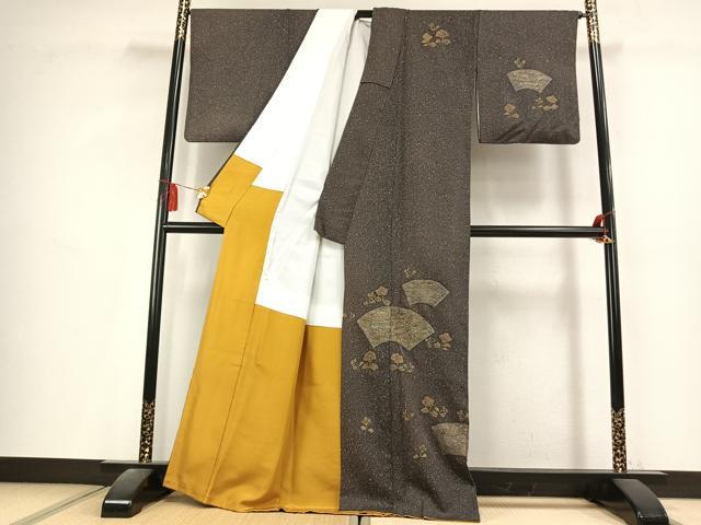 平和屋着物●訪問着　中国三大刺繍　スワトウ刺繍　汕頭刺繍　総刺繍　地紙花文　金糸　金彩　正絹　逸品　AABL2814fy