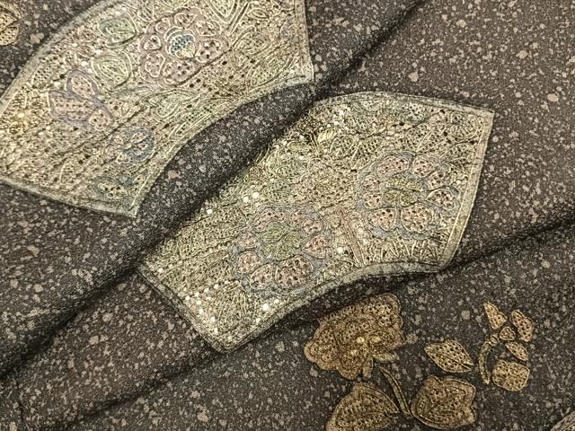平和屋着物●訪問着　中国三大刺繍　スワトウ刺繍　汕頭刺繍　総刺繍　地紙花文　金糸　金彩　正絹　逸品　AABL2814fy
