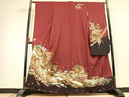 平和屋着物●豪華振袖　貝桶花鳥文　金彩　正絹　逸品　AABL2815fy