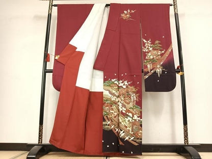 平和屋着物●豪華振袖　貝桶花鳥文　金彩　正絹　逸品　AABL2815fy