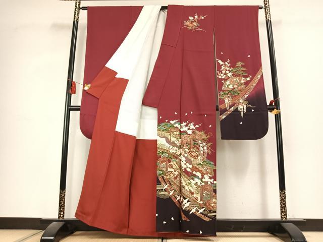 平和屋着物●豪華振袖　貝桶花鳥文　金彩　正絹　逸品　AABL2815fy