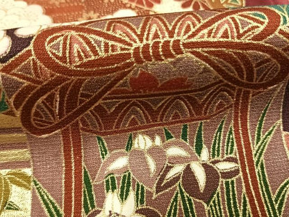 平和屋着物●豪華振袖　貝桶花鳥文　金彩　正絹　逸品　AABL2815fy