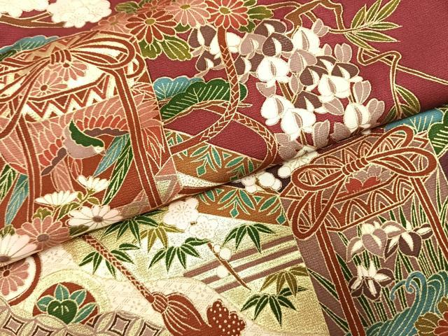 平和屋着物●豪華振袖　貝桶花鳥文　金彩　正絹　逸品　AABL2815fy