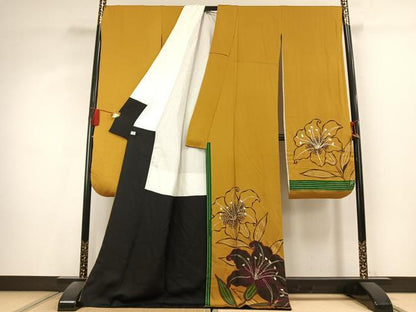 平和屋着物●豪華振袖　草花文　銀彩　正絹　逸品　AABL2818fy