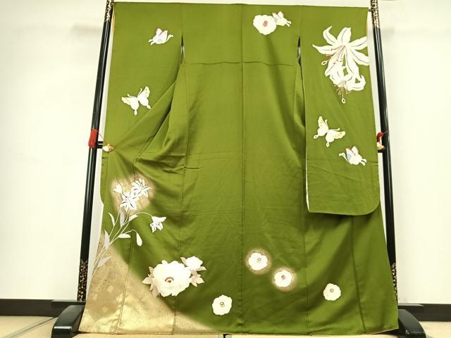 平和屋着物●豪華振袖　花蝶文　暈し染め　金彩　正絹　逸品　AABL2819fy