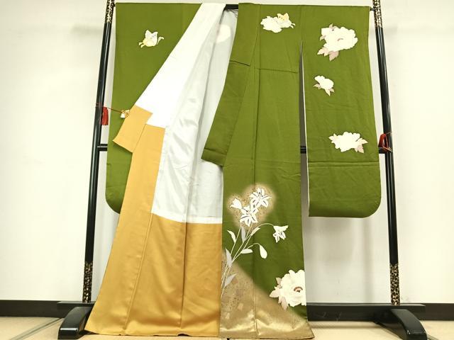 平和屋着物●豪華振袖　花蝶文　暈し染め　金彩　正絹　逸品　AABL2819fy