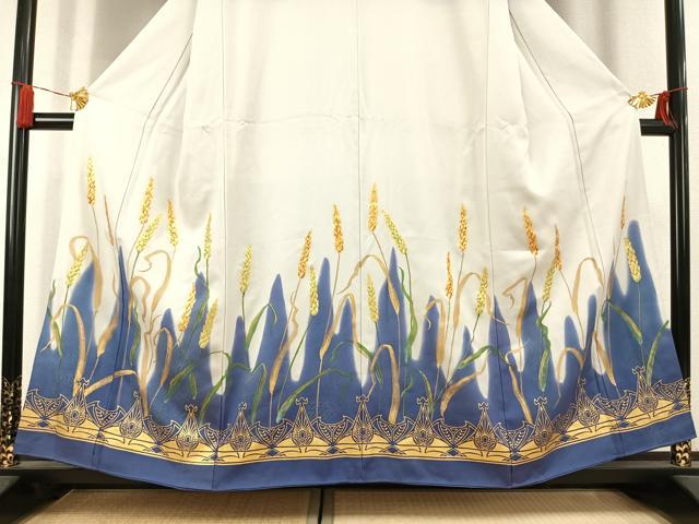 平和屋着物●訪問着　稲穂　暈し染め　金彩　正絹　逸品　未使用　AABL2820fy