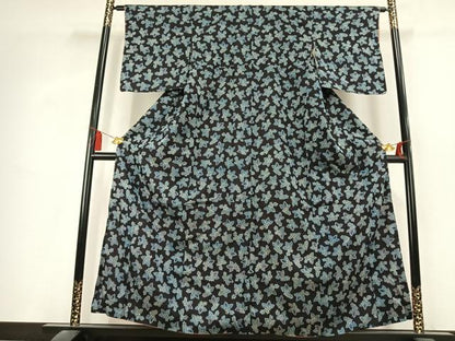 平和屋着物●お召　草花文　正絹　逸品　未使用　AABL2821fy