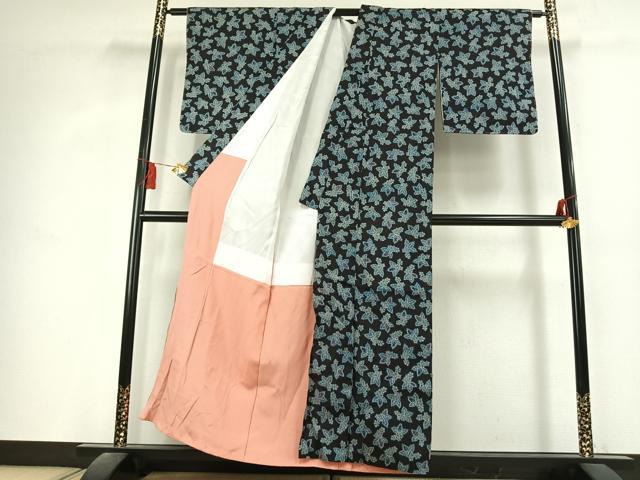平和屋着物●お召　草花文　正絹　逸品　未使用　AABL2821fy