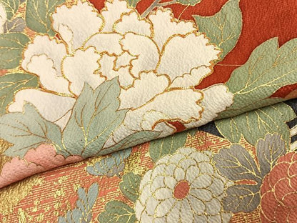 平和屋着物●豪華振袖　駒刺繍　花鳥文　金彩　正絹　逸品　AABL2823fy