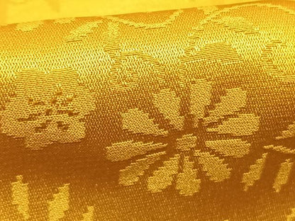平和屋着物●振袖用長襦袢　袷　花唐草間道地紋　金色　やまと誂製　半衿刺繍　正絹　逸品　未使用　AABL2824fy