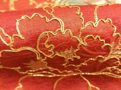 平和屋着物●豪華振袖　駒刺繍　扇面花文　金彩　正絹　逸品　AABL2825fy