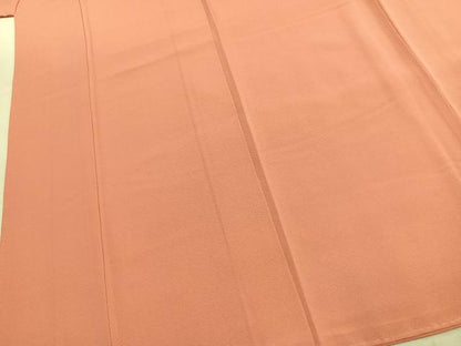 平和屋着物●上質な色無地　珊瑚色　正絹　逸品　未使用　AABL2826fy