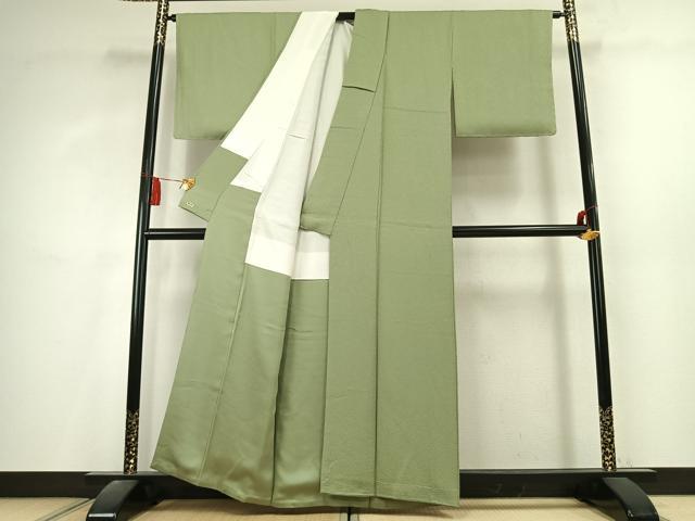 平和屋着物●本草木染作家　瑞寶　色無地　紋意匠　裏葉柳色　三越扱い　正絹　逸品　AABL2827fy