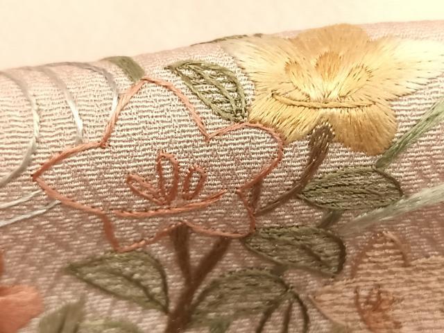 平和屋着物●訪問着　総刺繍　風景花文　暈し染め　正絹　逸品　AABL2828fy