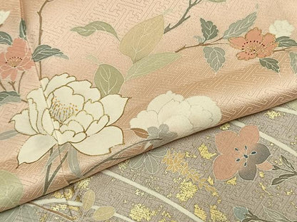 平和屋着物●訪問着　友禅　枝花文　暈し染め　金彩　ロング丈　正絹　逸品　AABL2830fy