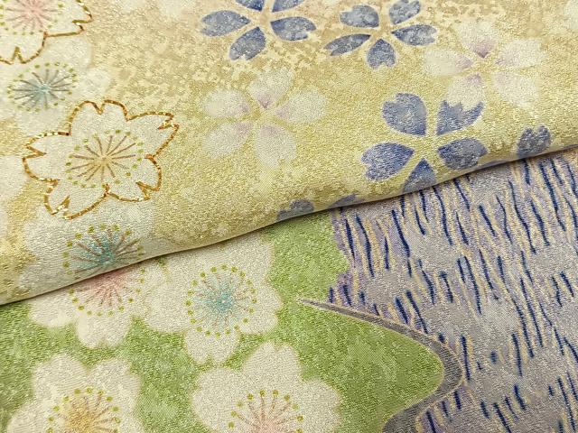平和屋着物●豪華振袖　舞桜文　暈し染め　銀通し地　正絹　逸品　AABL2831fy