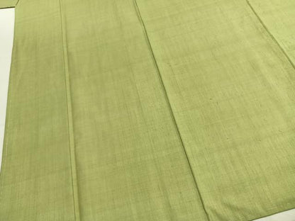 平和屋着物●結城紬　色無地　抹茶色　正絹　逸品　AABL2832fy