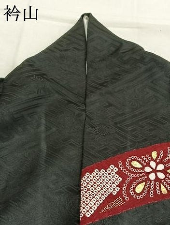 平和屋着物●豪華振袖　駒刺繍　草花文　黒地　金彩　正絹　逸品　AABL2834fy