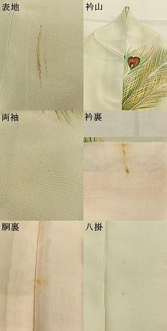 平和屋着物●訪問着　孔雀羽文　金糸　金彩　正絹　逸品　AABL2835fy