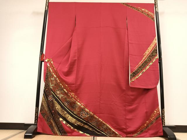 平和屋着物●豪華振袖　刺繍　花唐草文　金糸　金彩　正絹　逸品　AABL2836fy