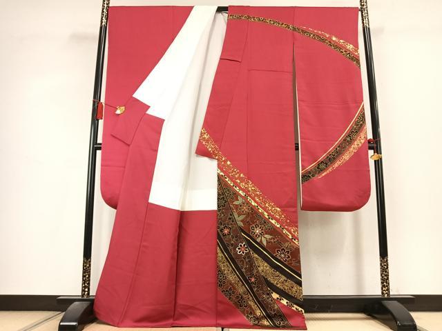 平和屋着物●豪華振袖　刺繍　花唐草文　金糸　金彩　正絹　逸品　AABL2836fy