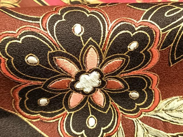 平和屋着物●豪華振袖　刺繍　花唐草文　金糸　金彩　正絹　逸品　AABL2836fy