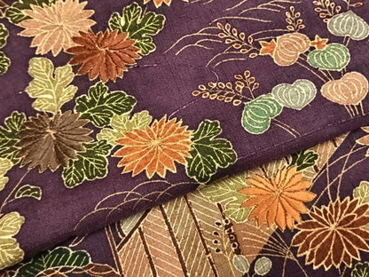 平和屋着物●訪問着　紬地　刺繍　風景花文　金彩　正絹　逸品　AABL2838fy